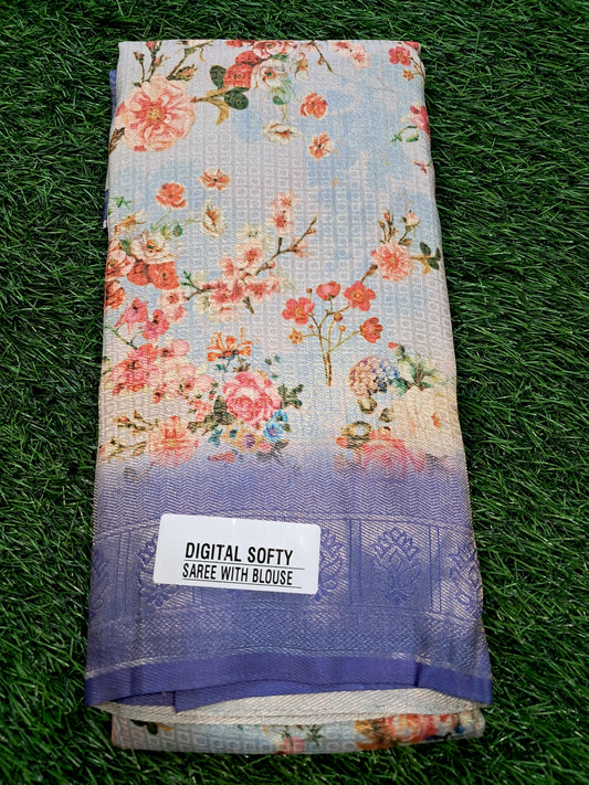 Digital printed soft silk Saree (SAREE CODE- SP132)